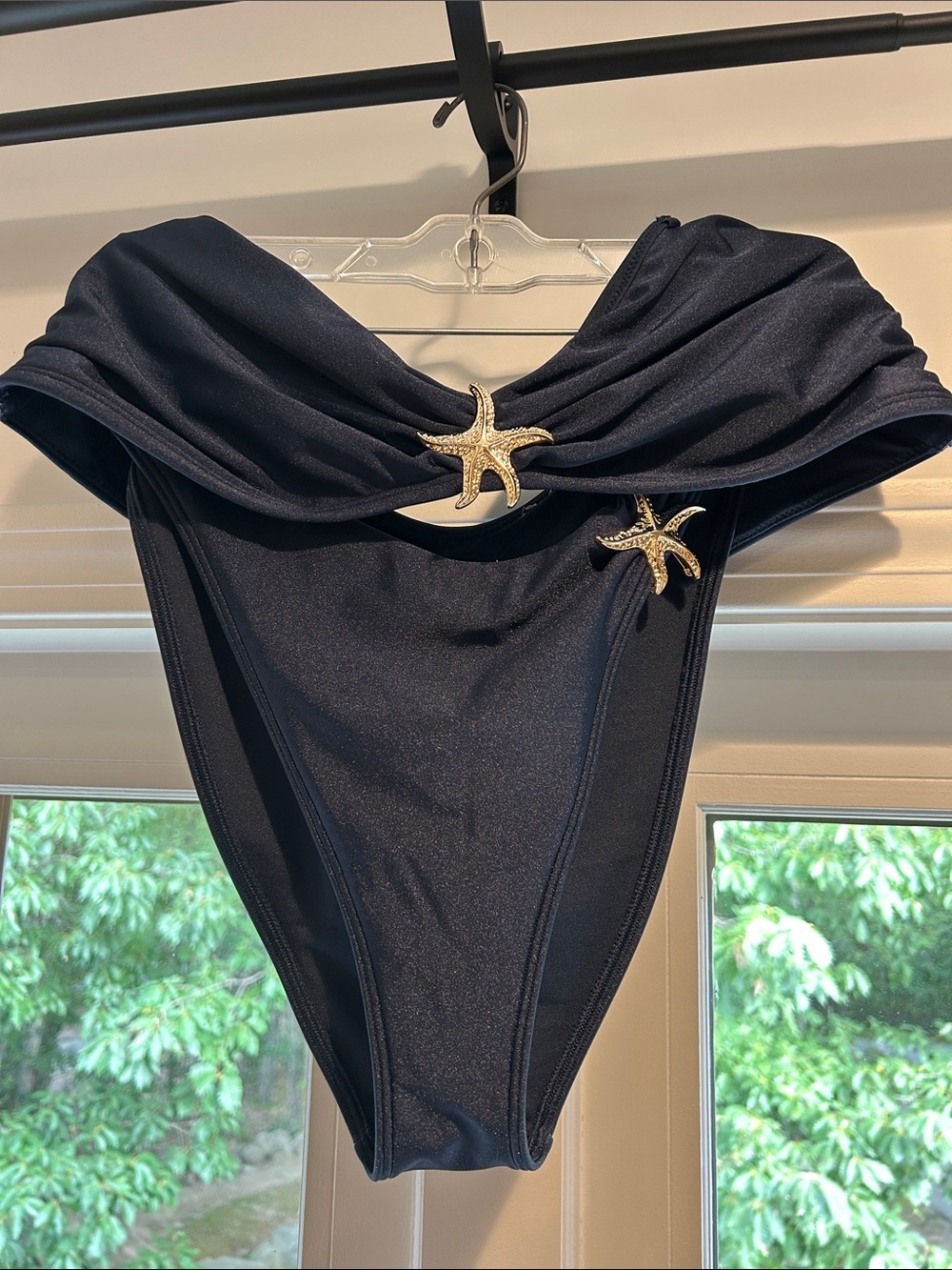 Abercrombie & Fitch Navy Swim Top and Bottoms with Gold Starfish